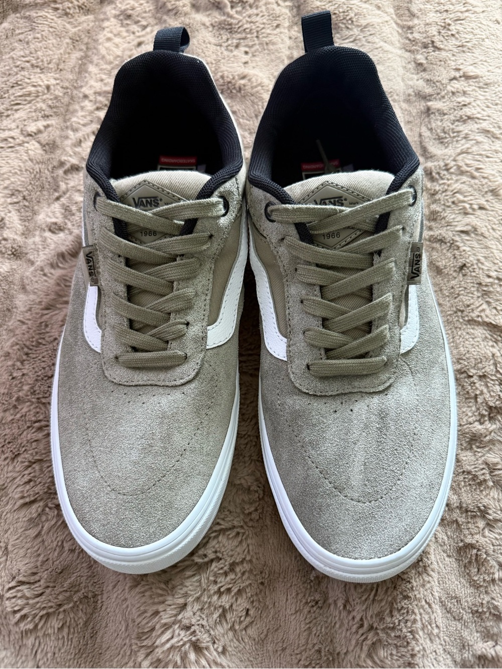 Vans Men's Low-Top Suede Sneakers in Taupe and White